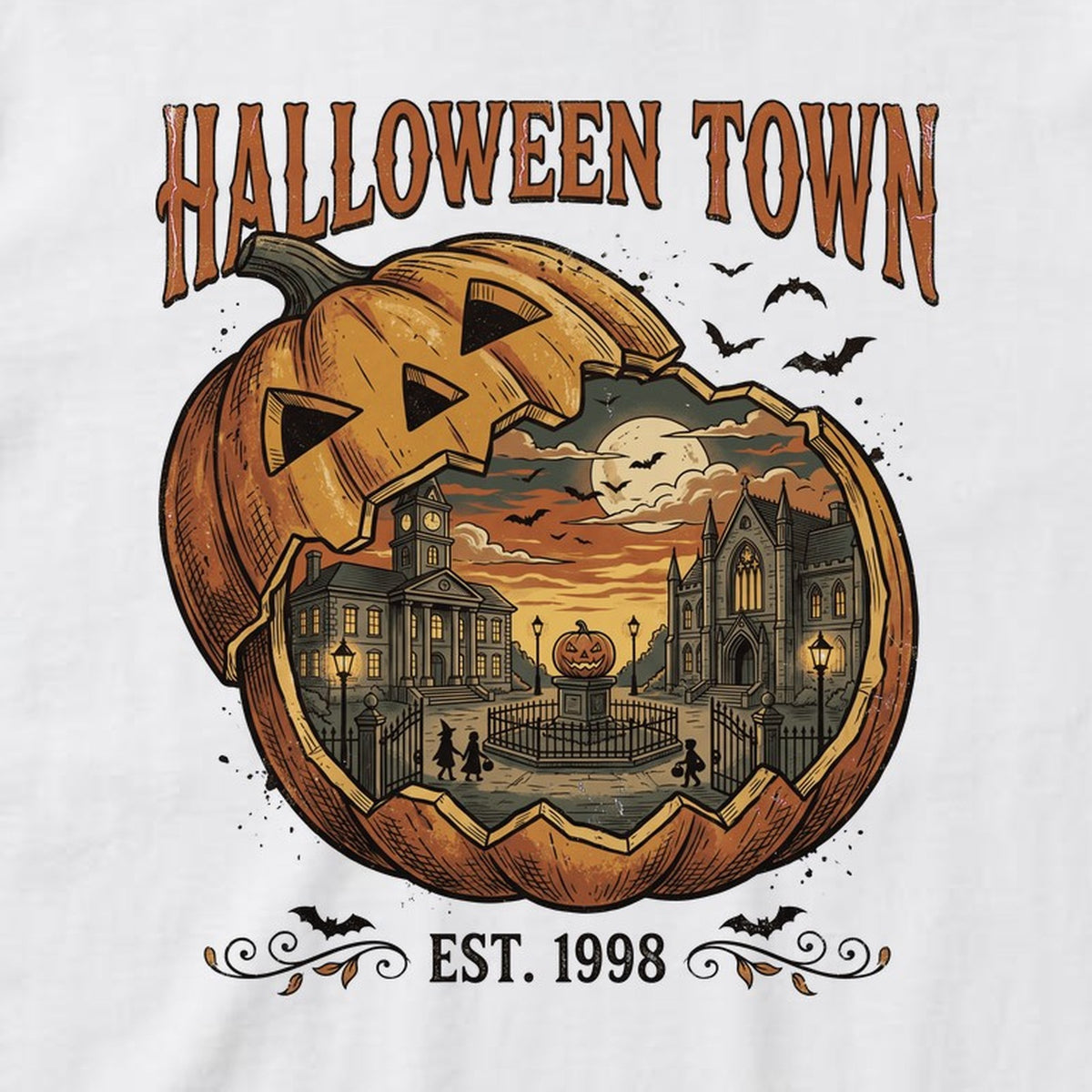 Halloween Design 02 t-shirt, white, print detail