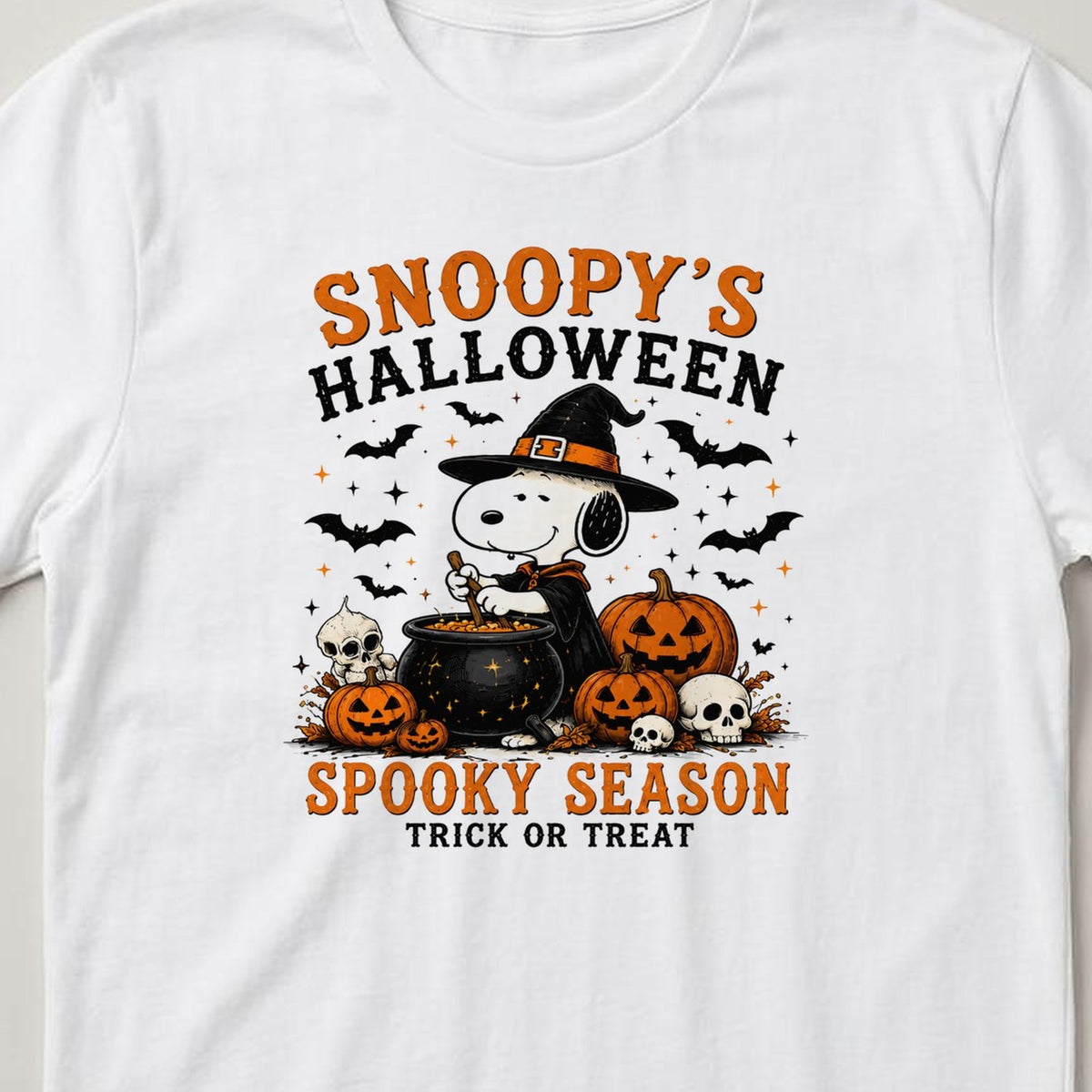 Halloween Design 04 t-shirt, white, close view of the print