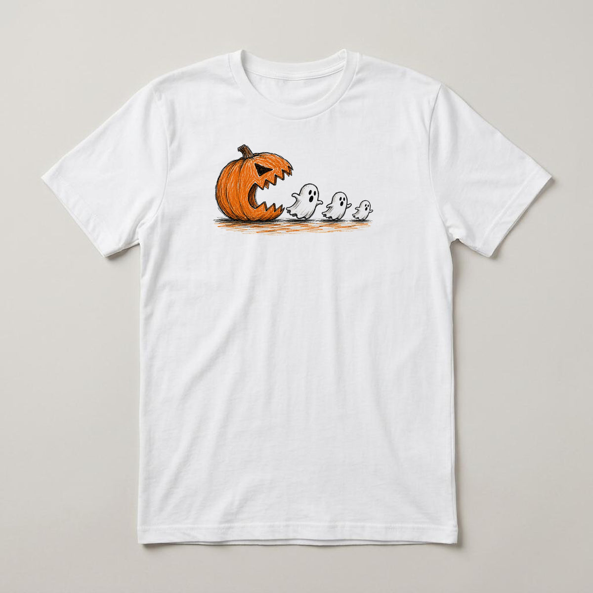 Halloween Design 41 t-shirt, white, print on the front