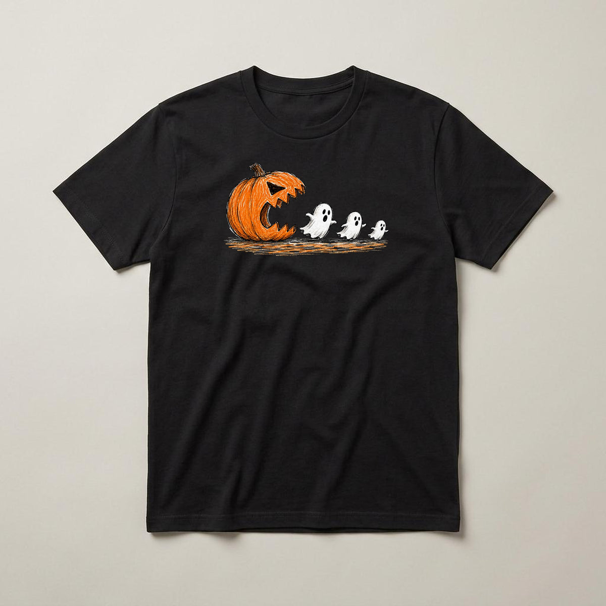 Halloween Design 41 t-shirt, black, print on the front