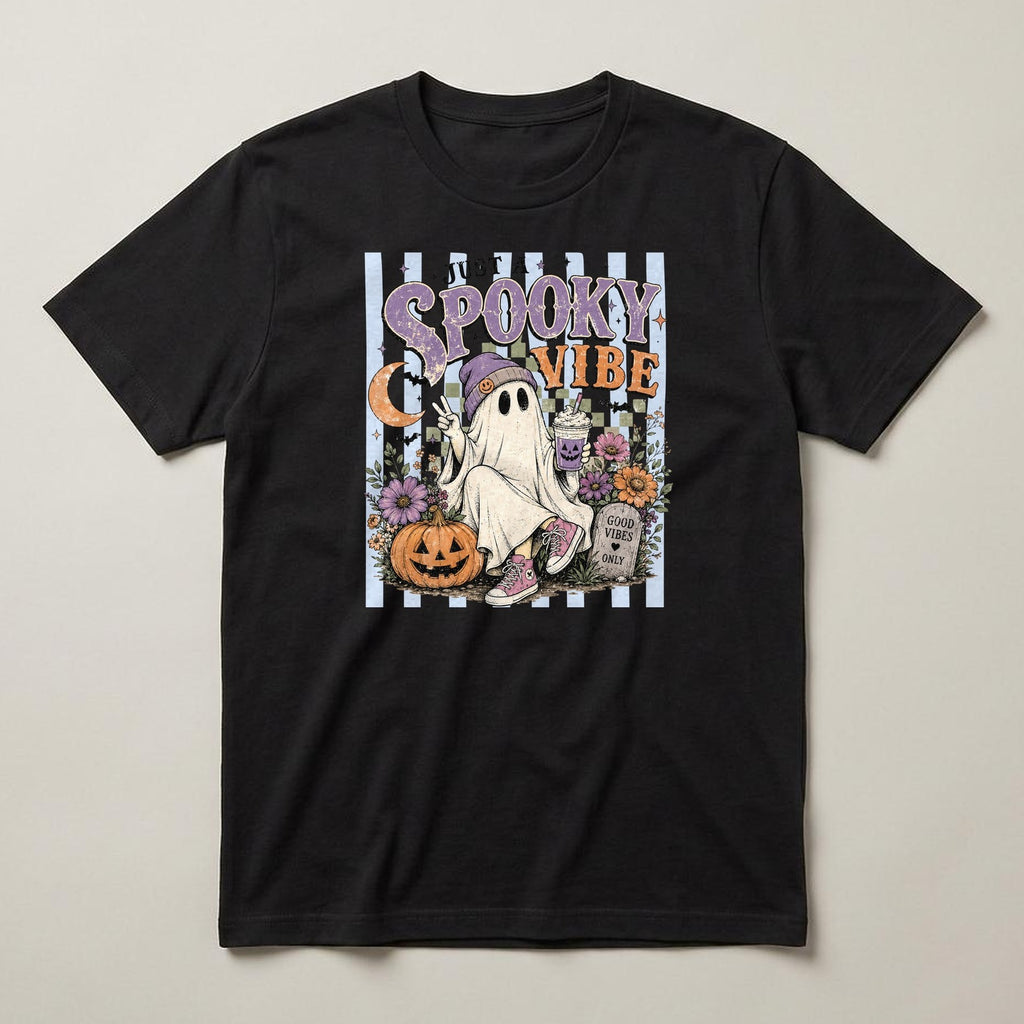 Just a Spooky Vibe t-shirt, black, print on the front