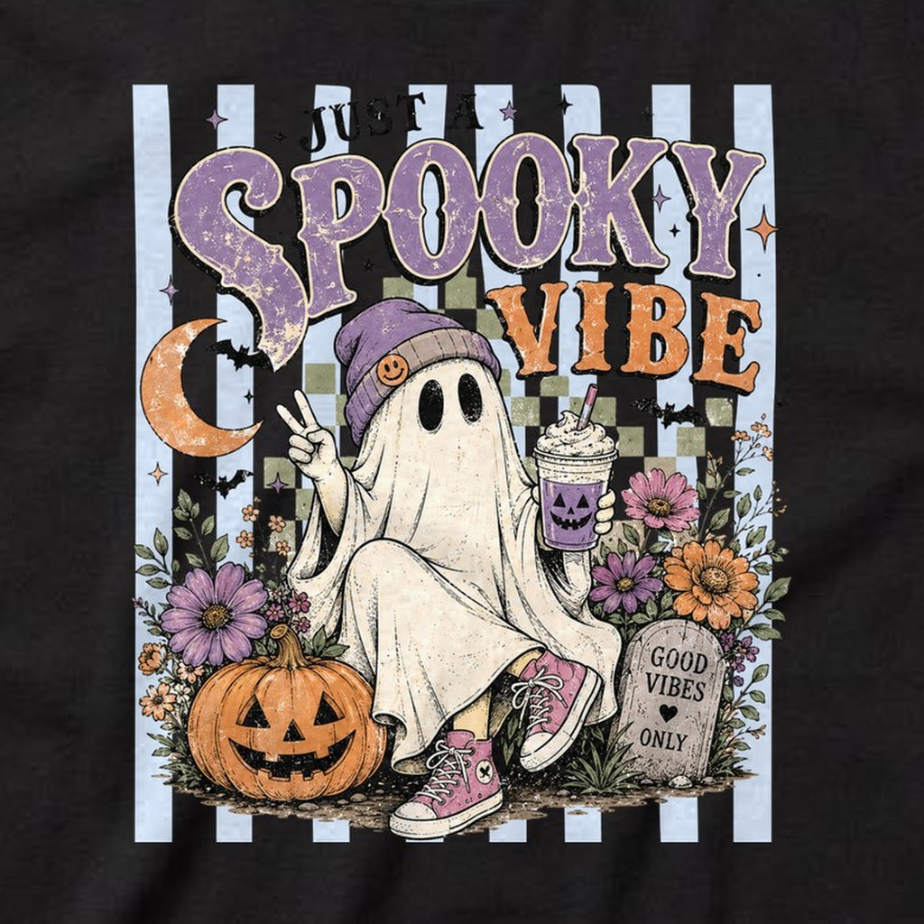 Just a Spooky Vibe t-shirt, black, print detail