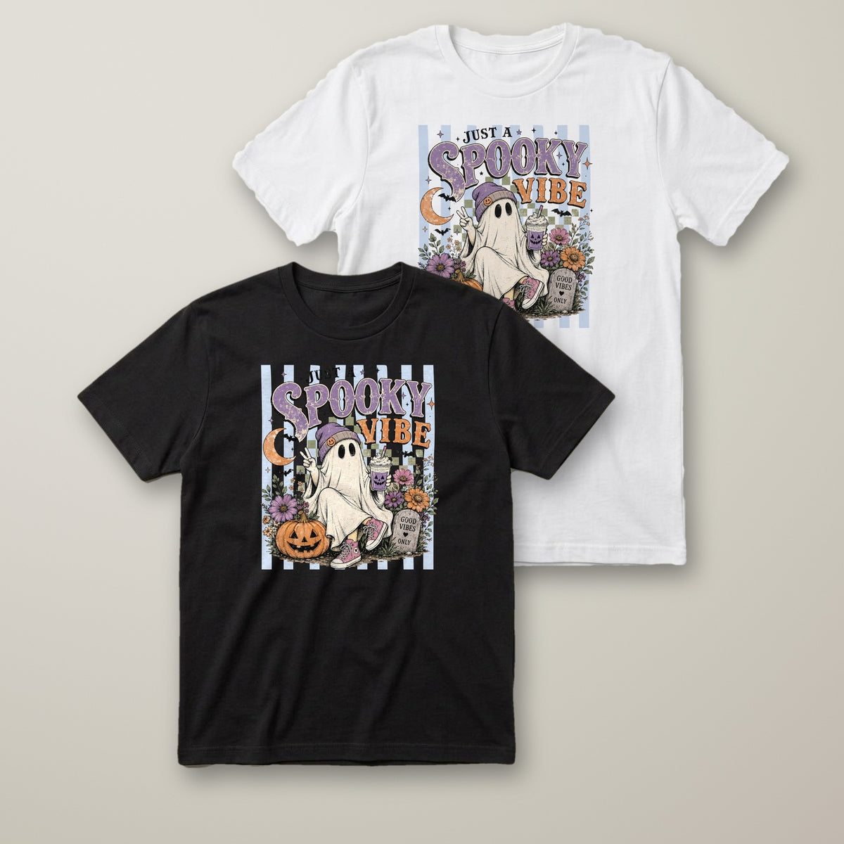 Just a Spooky Vibe t-shirt in black and white