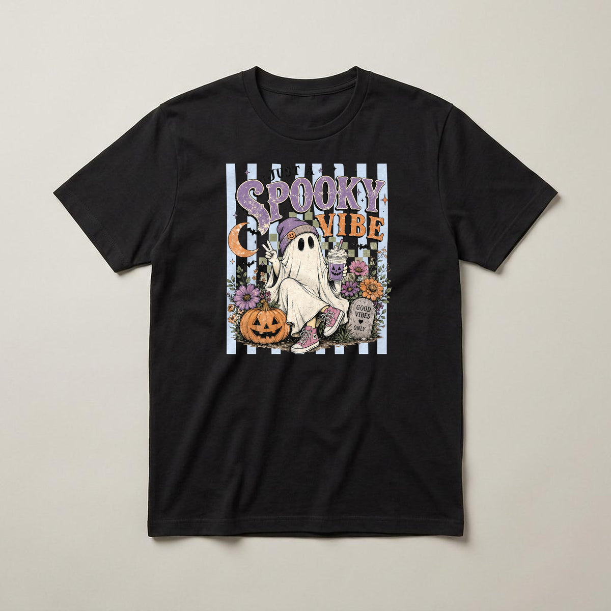 Just a Spooky Vibe t-shirt, black, print on the front