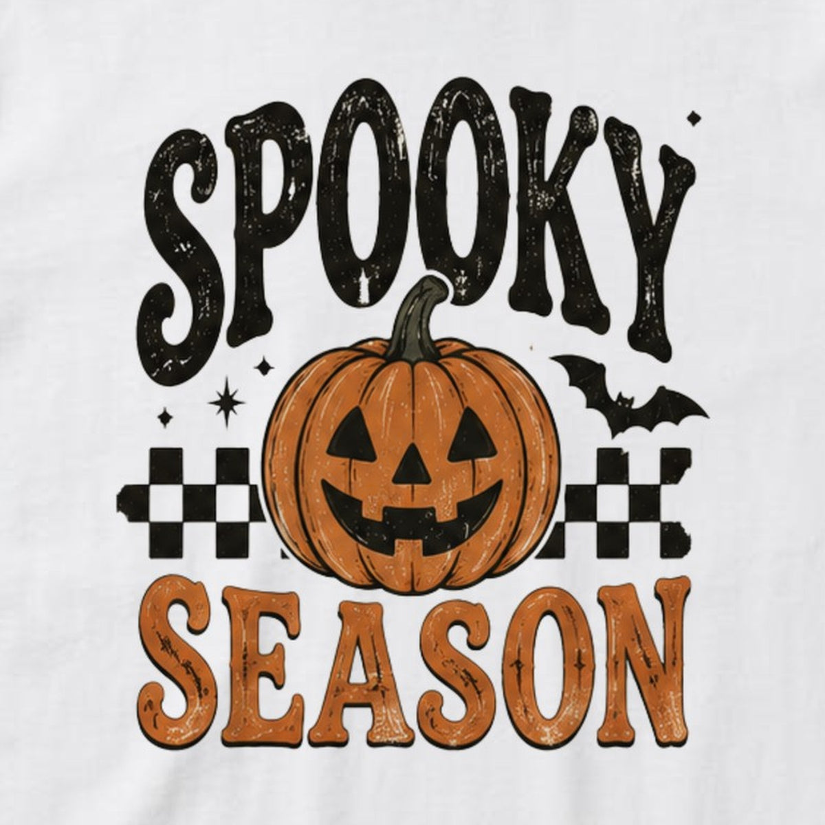 Spooky Season (Pumpkin) t-shirt, white, print detail
