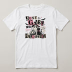 Just a Girl Who Loves Halloween t-shirt, white, print on the front