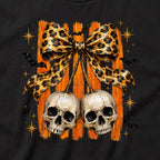 Leopard Bow Skulls t-shirt, black, print detail