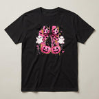 Pink Bow Pumpkins t-shirt, black, print on the front