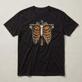 Skeleton Ribcage Pumpkins t-shirt, black, print on the front