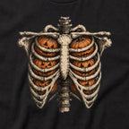 Skeleton Ribcage Pumpkins t-shirt, black, print detail