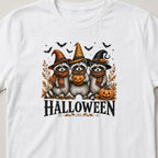 Witch Raccoons t-shirt, white, close view of the print
