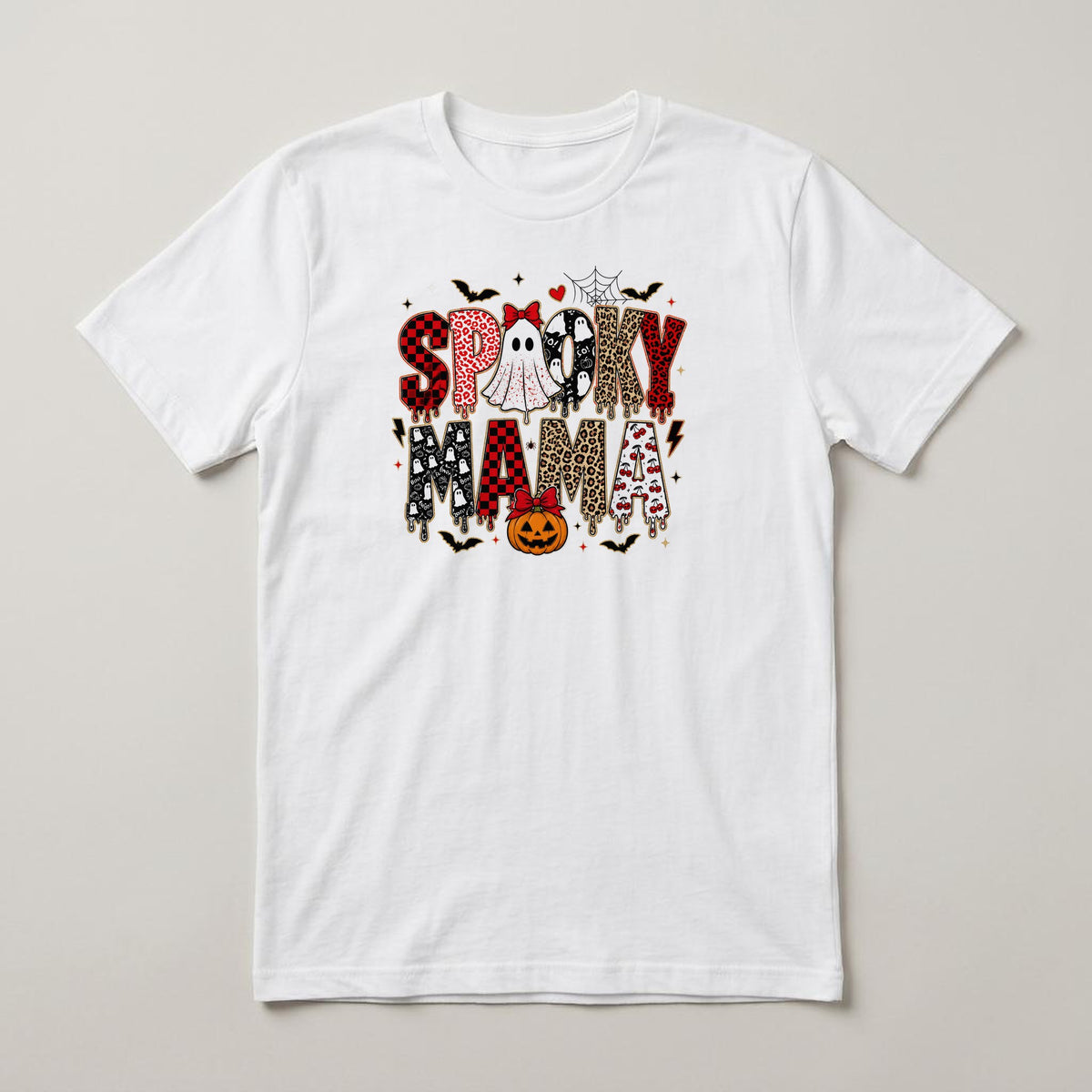 Spooky Mama t-shirt, white, print on the front