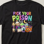 Pick Your Poison (Color) t-shirt, black, closer look
