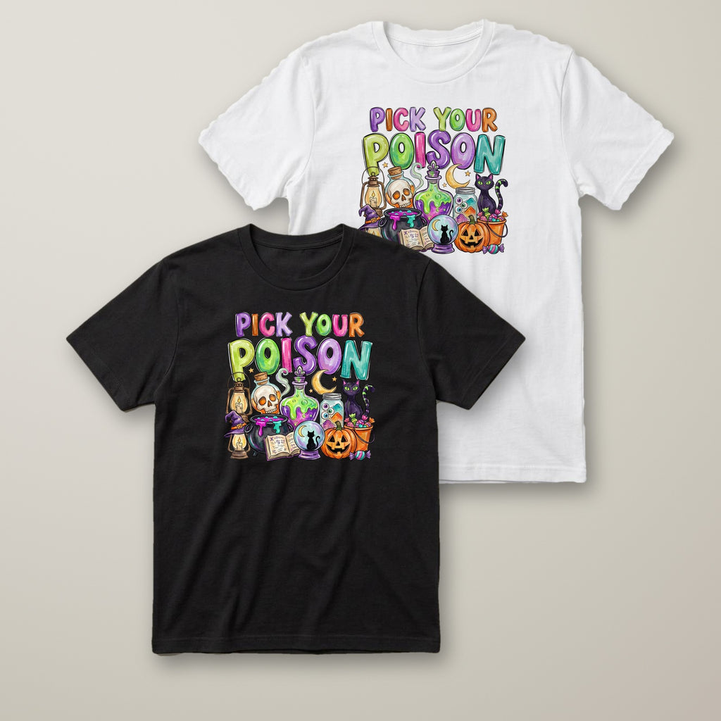 Pick Your Poison (Color) t-shirt in black and white