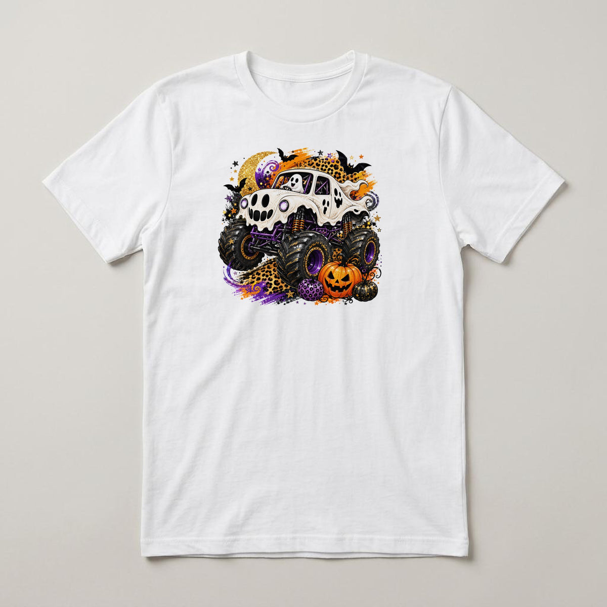 Monster Truck Ghost t-shirt, white, print on the front