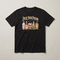 Pick Your Poison (Bottles) t-shirt, black, print on the front