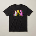 Polka Dot Ghosts & Cats t-shirt, black, print on the front