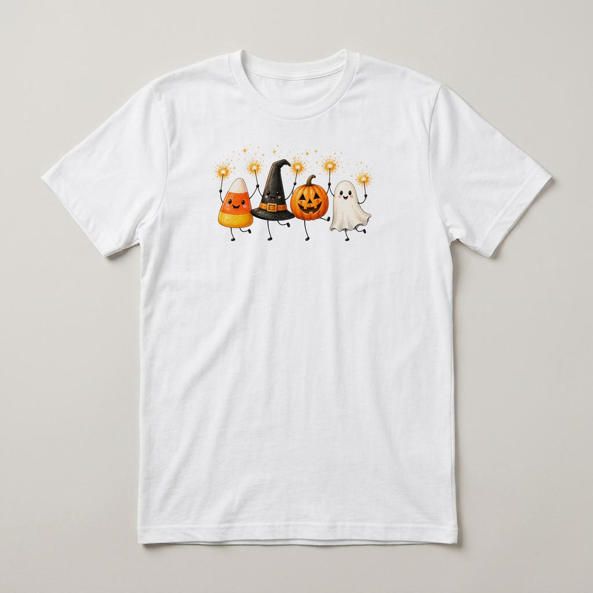 Candy Corn Friends t-shirt, white, print on the front