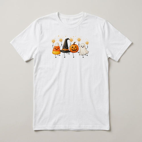 Candy Corn Friends t-shirt, white, print on the front