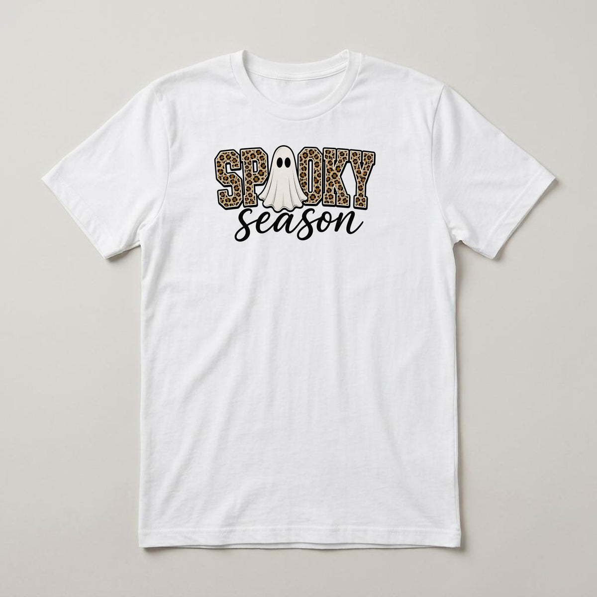 Spooky Season (Leopard) t-shirt, white, print on the front