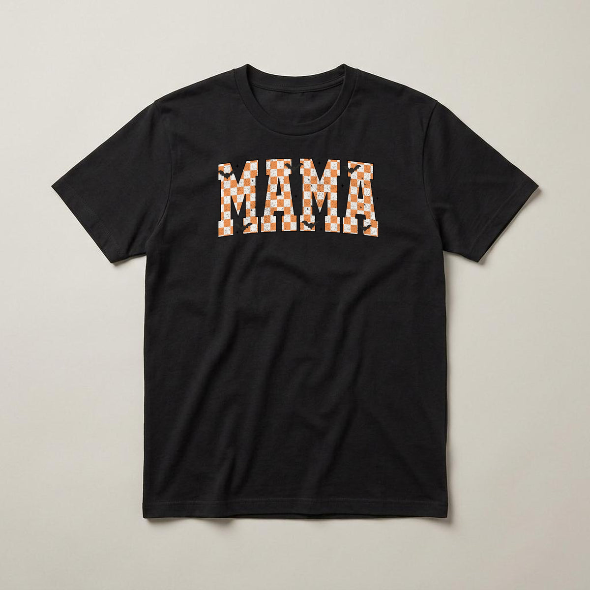 MAMA (Checkered) t-shirt, black, print on the front